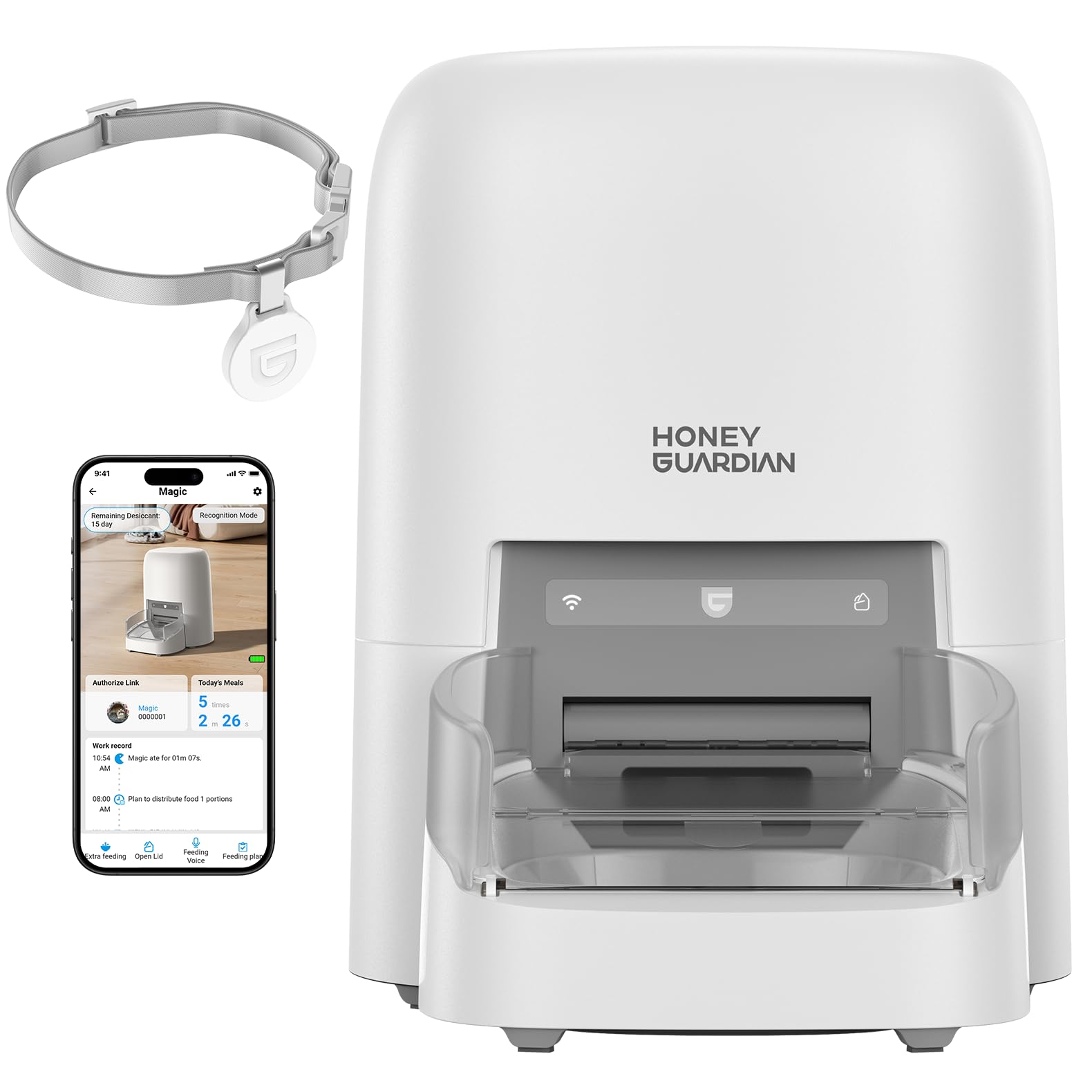 【ほぼ未使用】首輪タグで蓋が開く自動給餌器　HoneyGuaridan RFID Amazon | HoneyGuaridan RFID自動給餌器（猫用）— 首輪タグ連動による